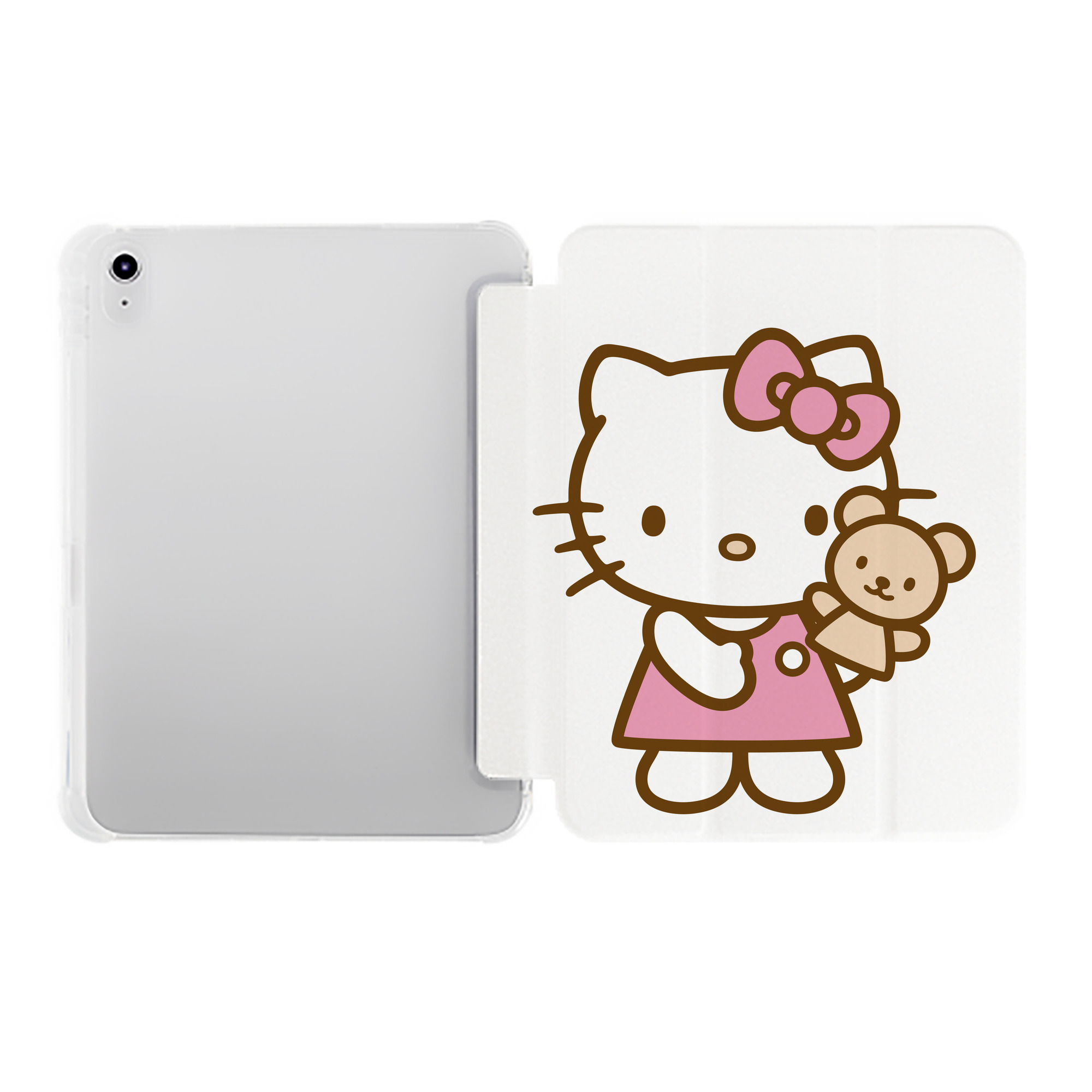 （画像用） Hello Kitty ハローキティ IPad ケース ペン収納付き 三つ折りスタンド PUレザー×シリコン 対応機種9.5/10.5/10.9インチ